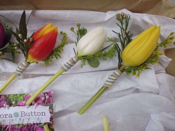 Spring tulip buttonholes